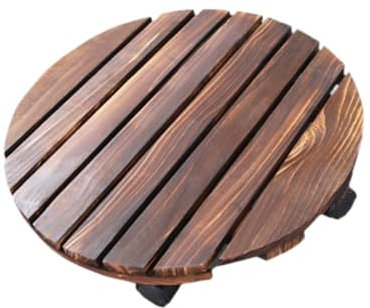 KESOTO Pflanzenroller aus Holz mit Rädern 40cm Rund Pflanzenständer Holz mit Rädern Rollbrett Pflanzen Outdoor Indoor für Garten Blumentopf Blumenständer, Mehrfarbig, 25 cm