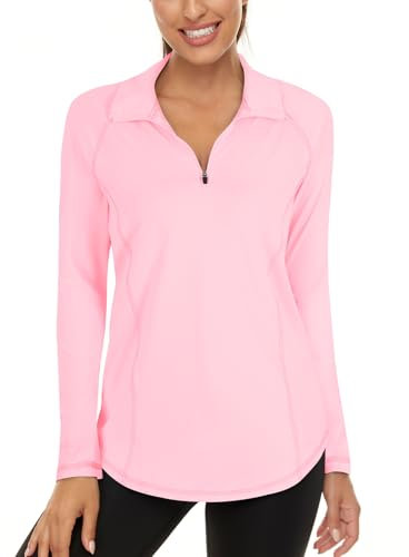 Akiooue Long Sleeve Yoga Tops, Gym & Sports Tops for Women - Light Pink