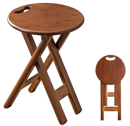 Klapphocker Holz Barhocker Klappbar 43cm 60cm Hoch Bambus Küchenhocker Klappbar Rund Thekenhocker Holz Mit Fußstütze Gartenhocker Klappbar Mit Eingebautem Griff Klappstuhl Sparen Sie Platz(Seat height