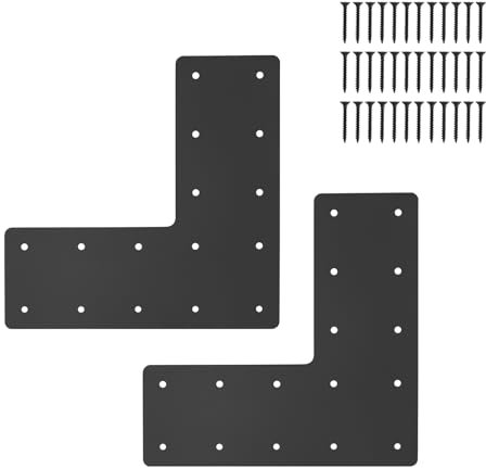 2 Pack 13.2x13.2'' L Post Brackets,L Flat Mending Plate,L Post to Beam Bracket, L Pergola Bracket,L Shape Strap Plate Fit 6x6,6x8 Wood for Repair House,Truss framing,Pergola