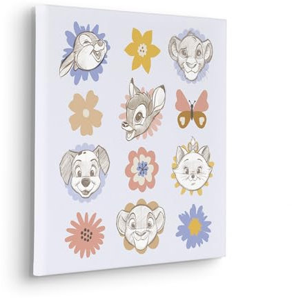 Komar Keilrahmenbild - Disney Classics Flowerheads - Größe: 40 x 40 cm - Kinderzimmer, Wanddekoration