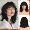 Sofeiyan Kurze Gewellte Bob Perücke mit Pony Damen 30 cm Dunkelbraun Synthetische Perücke für Frauen Natürliche Lockige Perücke für Cosplay Alltag Party Halloween