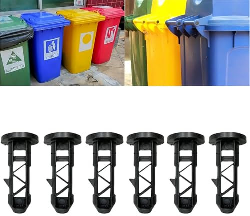 6 PCS Wheeled Trash Can Lid Latch Pins,Bin Lid Hinge Pin Plastic Plug,Whe/elie Bin L/id Hinge Pi/ns Kit,Trash Can L/id Replacement,Fit for 30L/50L/100L/120L/240L Outdoor Whe/elie Tra/sh Bi/ns(Black)