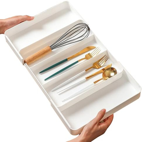 Organizador De Cajones De Utensilios Retráctiles - Vesta De Almacenamiento De Cocina Personalizable Para Cubiertos Y Herramientas De Cocina | Secciones Ampliables Para Varios Tamaños De Utensilios |