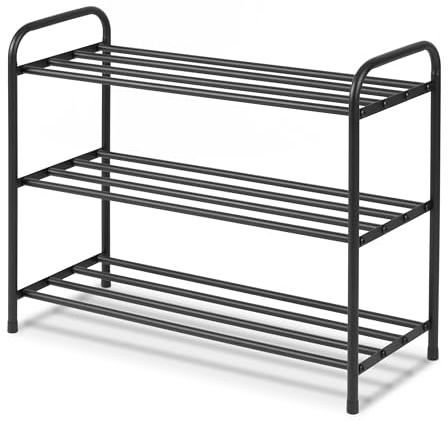 Massido Schuhregal 3 Ebenen Schuhschrank Schuhständer 26 x 66 x 53 cm 12 Paar Schuhe Stahl Pulverbeschichtet Leicht Schwarz