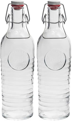 Bormioli Rocco Officina 1825 Vintage Flip Top Glass Bottle - 1200 Milliliter, 31 x 8.5 x 8.5 cm (Lot de 2)