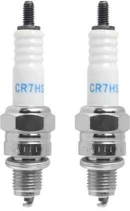 2 Stück Zündkerze Compatibile con NGK CR7HSA, Zündkerze 10mm für 2 Takt Motoren, Hochleistungs Zündkerzen Ersatz für Scooter Mofa Motorrad Rasenmäher Freischneider Heckenschere, Benzinmotoren