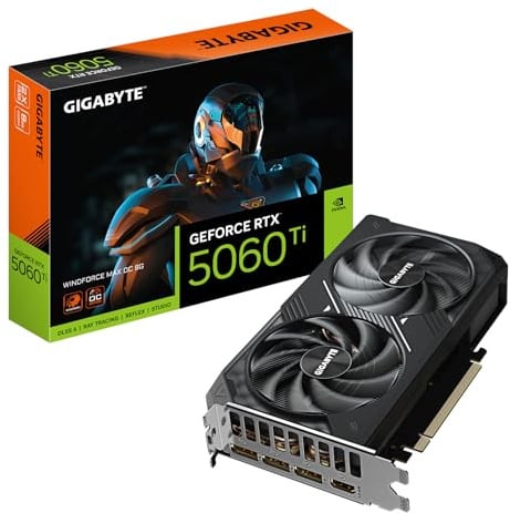 Gigabyte GeForce RTX 5060 Ti WINDFORCE MAX OC 8G Scheda Grafica – 8 GB GDDR7, 128 bit, PCI-E 5.0, 2587 MHz Frequenza del core, 3 x DisplayPort, 1 x HDMI, NVIDIA DLSS 4, GV-N506TWF2MAX OC-8GD