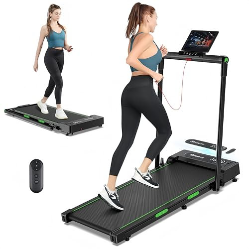 THERUN Laufband Klappbar für Zuhause&für Büro bis 12km/h, Doppellagige Gehband Walking Pad laufbänder mit Großer Lauffläche, Touchscreen-LED Anzeige und 12 Laufprogramme