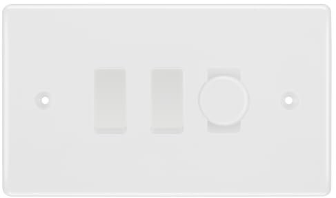 BG White Moulded 3 Gang Light Switch 1x Trailing Edge LED Dimmer 2x 2 Way Custom Switch