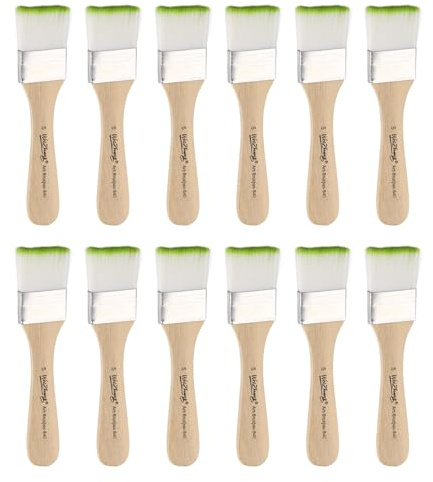 sourcing map 20pcs Small Paint Brushes 1.2 Flat Paint and Chip Nylon Brushes with Wooden Handle for DIY Art Painting Furniture Cabinet Fences Deck Wall Door Trim, Green