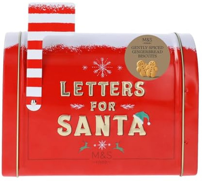 M&S Letters for Santa Gently Spiced Gingerbread Biscuits, Christmas Holiday Theme, Festive Red Gift Box