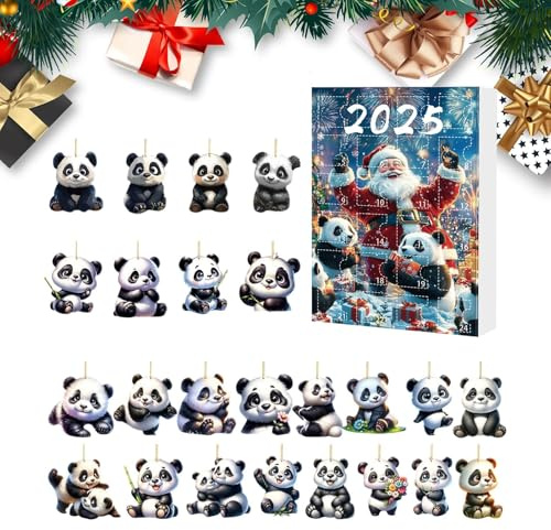 Weihnachts Countdown Kalender 2D Acryl Panda Anhänger Adventskalender 2025