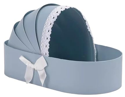 FGDTREE Empty Baby Showers Flower Basket Cradle Shape Hamper Basket Flower Bouquets Box for Baby Showers Bridals Party Wedding Cradle Floral Box