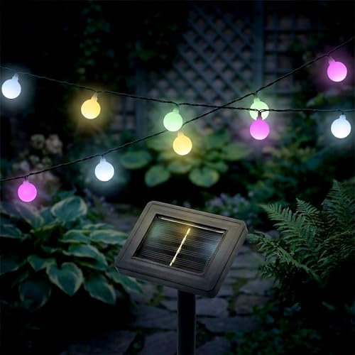 Spetebo Solar Lichterkette 290 cm für Außen mit 30 mini Kugeln - soft bunt - LED Kugellichterkette solarbetrieben mit Einschaltautomatik - Outdoor Deko Party Beleuchtung Pavillon Terrasse wasserfest