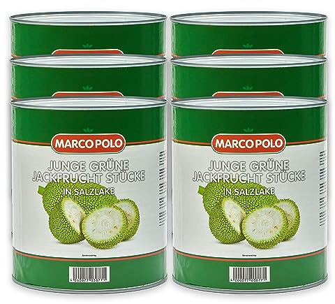MARCO POLO GRÜNE JACKFRUCHT 6x 1,53 KG Dose Konserve | junge Jackfruit-Stücke | in Salzlake | Obst-Gemüse-Konserven | Fleischersatz Gemüsefleisch | Seitan Tofu Tempeh Alternative