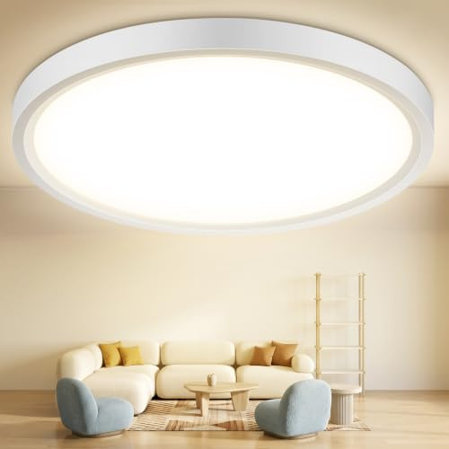 QOJUX LED Deckenleuchte Flach Rund 8W 1700LM,LED Deckenlampe 4000K Ø23cm | Badezimmer Lampe Decke IP54 Wasserfest für Wohnzimmer Schlafzimmer küche Flur Keller 1 Stück
