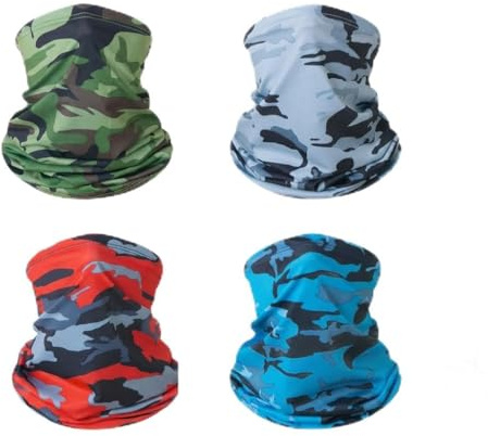 JRILUO 4 PCS Bandana Multifonctions Cache Cou Homme et Femme, Tour de Cou Moto à Séchage Rapide, Écharpe Tube Sans Couture Anti UV et Coupe-Vent pour Cyclisme, Course à Pied et Randonnée