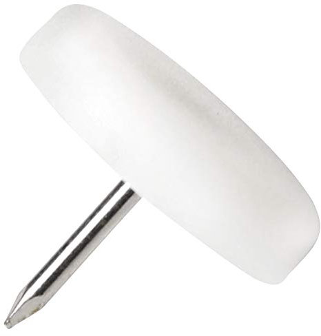 Adsamm® / 32 x Kunststoffgleiter mit Nagel / Weiß / Ø 25 mm / rund / Möbelgleiter mit Nagel / Möbel- und Bodenschutz in Adsamm® Qualität