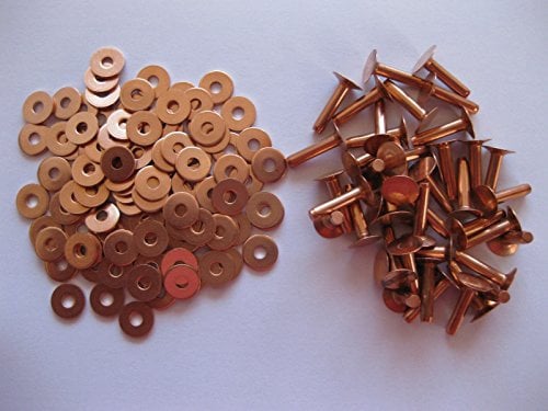 Copper saddlers Rivets 10 Gauge x 1/2 with washers Leather Belt Bag Arts Crafts, Number in Pack 30