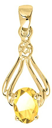 My Gold Anhänger Citrin (Ohne Kette) Echtes Gelbgold 333 Gold (8 Karat) Edelstein 20mm x 8mm Goldanhänger Our Joy A-02286-G301-CIT