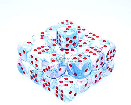 Würfelzeit 7382 - Würfel w6 12 mm, Cosmoo frakti delfi m/rot (32 Würfel in Klarsichtbox)