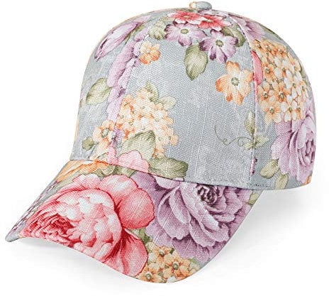 ZLYC Damen Sommer Baseball Cap Mode Blumen Atmungsaktiv Basecap,Gr. Einheitsgröße