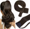 Hetto Extensions Echthaar Zopf Braun Extensions Zopf mit Clip Dunkelstes Braun Gerade Remy Vollkopf Natürliche Invisible Haarverlängerung 80g 50 cm #2