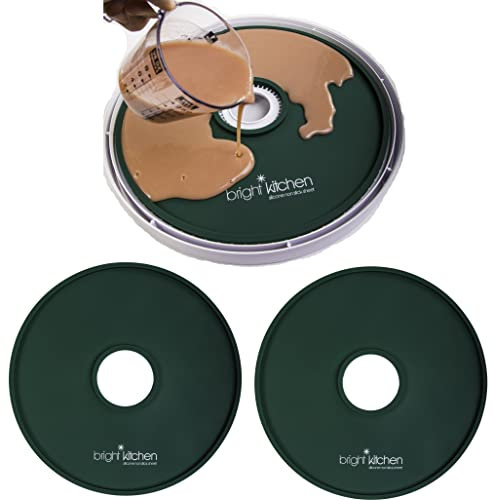 2 Edge Fruit Leather Silicone Dehydrator Sheets for Nesco Round Dehydrators Lip Mold Hold Batter Liquid Fruit Roll Up Fruit Leather Circle Reusable Flexible Non Stick Non-Toxic