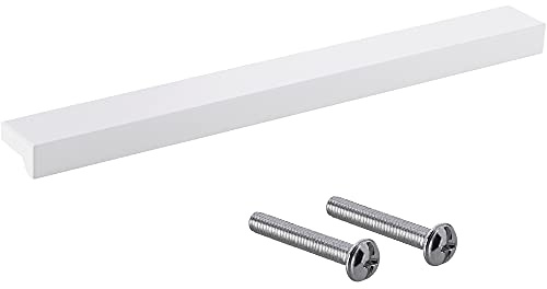 Gedotec Möbelgriffe aus Aluminium | 1 Stück Türgriffe für Schränke - Weiß matt inkl. Befestigungsmaterial | ANGLE 0077 | LA: 256 mm | Griffe für Küchenschränke Schrankgriffe Griffe Möbel