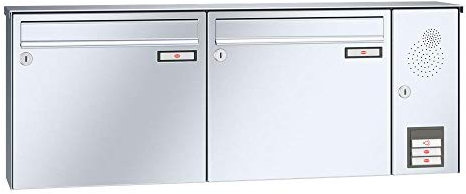 RENZ/Basic B / 2er Aufputz-Briefkastenanlage Wand-Briefkasten mit Sprechfeld / V4A-Edelstahl/Volumen 17 L/Dein-Briefkasten.de
