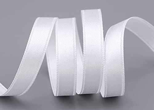 25 m x 10 mm Satinband WEISS (601) doppelseitiges Schleifenband aus Satin ohne Draht weich und glänzend Geschenkband Deko Band double face Dekoband Dekorieren Basteln