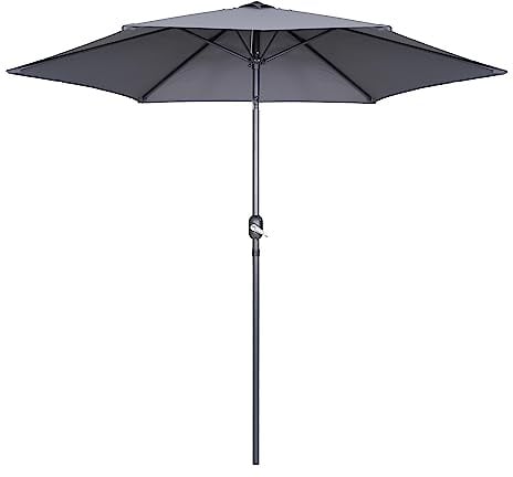 Oviala Parasol Droit 3m inclinable à manivelle en Aluminium Gris Anthracite