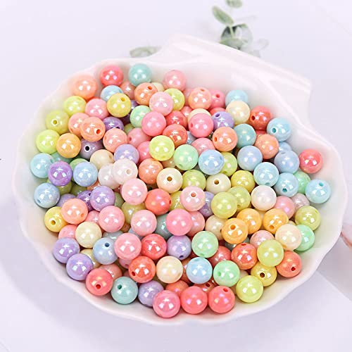 Zsail Bunte Perlen zum Auffädeln ca 1500pcs Acryl Runde Verschiedene Süßigkeiten Farbe Mix Kunststoff Pastell Perlen für Armbänder, Schmuckherstellung, Halsketten, Basteln (6mm)