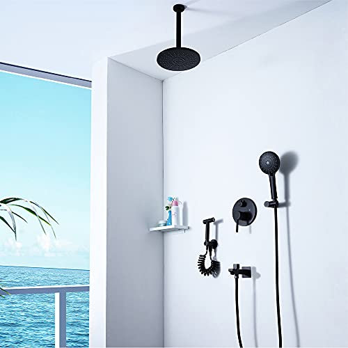 ALYHYB Duschbad-Set Decken-Stil Schwarz Duschbrause Brause-Unterputz-Duscharmatur Hotel-Regen-Duschset Schön Praktisch mit selbstreinigender Düse, Badezimmer-Duschset