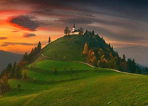 MQOK Puzzles Für Erwachsene 1000 Stück Dämmerung-Hügel Holz Puzzle 1000 Stücke Für Erwachsene