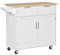 HOMCOM Isola Cucina con Piano di Lavoro in Legno di Caucciù, Carrello Cucina con Ruote, 2 Cassetti, Armadietto, Ripiani Regolabili e Porta Asciughini, in Legno MDF, 104x46x91cm, Bianco