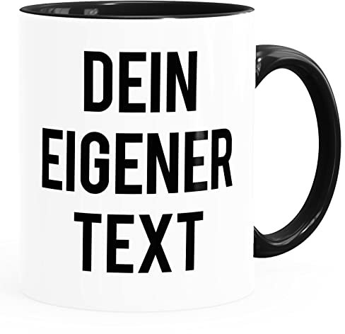 MoonWorks® Kaffee-Tasse eigener Text Spruch Wunschtext personalisiert Bürotasse lustige Kaffeebecher anpassen Inner schwarz Keramik-Tasse