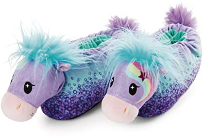 NICI Hausschuhe Pony Starjumper Gr. 38-41 (L) –Plüsch-Hauschuhe rutschfest – Warme Kuscheltier Hausschuhe für Jungen, Mädchen & Erwachsene – Tier-Schuhe mit Anti-Rutsch Sohle – Slippers