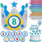 LBING Geburtstagskrone Kinder Blau Geburtstagskrone Stoff Unisex Kinderkrone Krone Geburtstag mit Auswechselbaren den Zahlen 0-9 mit 10PCS Modellierung Ballons