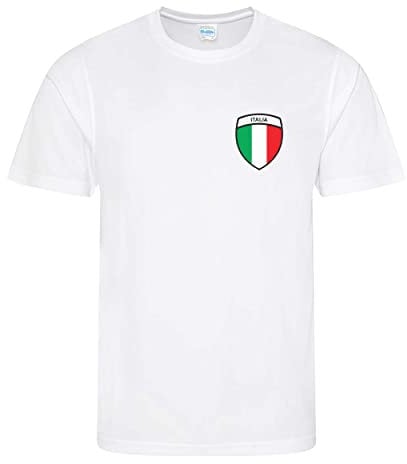Varsany Men's Football Team Italy T-Shirt - National Flag Badge Tee - Great for Cricket, Football, Rugby, and Soccer Supporters