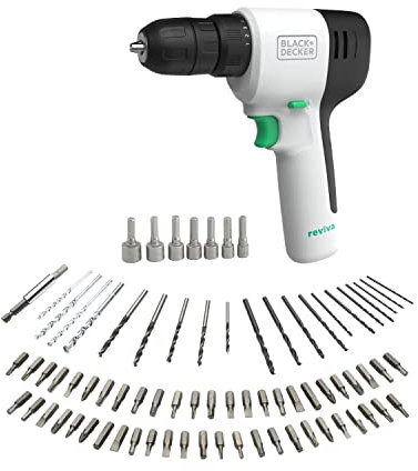 BLACK+DECKER Reviva Cordless Drill Kit 12V with 80 PC Accessories REVDD12A80-GB