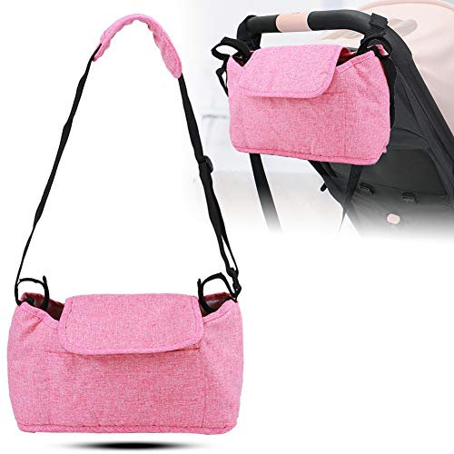 Organizer per pannolini da appendere al passeggino o al passeggino, organizer universale con spallacci (rosa)