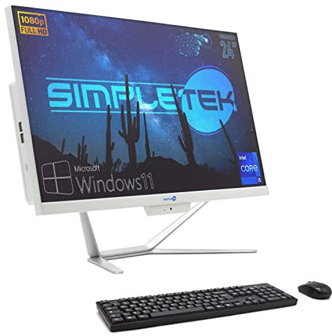 SIMPLETEK PC All in One 24” TouchScreen Full HD Core i5 Fino a 3.20GHz | Windows 11 Pro 16GB RAM SSD 480GB | Webcam integrata WiFi5 Bluetooth Desktop Computer Fisso Aio