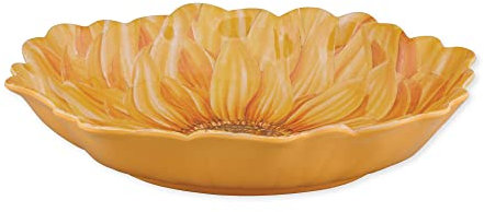 Supreme Housewares 13 Inch Floral Shape Style Melamine Serving Bowl Large Bowl Mixing Bowl Large Salad Bowl BPA-Free Food Bowl Party Bowl (Sunflower)