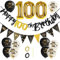 GoldRock 100 Geburtstag Dekoration Schwarz Gold, Deko zum 100 Geburtstag Männer Frau, Geburtstagsdeko 100 Jahre,Luftballons 100 Geburtstag,Happy Birthday Girlande,Folienballon Zahl 100,Deko 100 Jahre