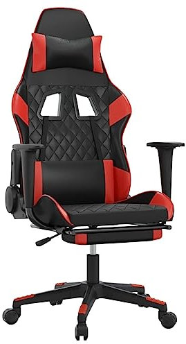 vidaXL Gaming-Stuhl mit Fußstütze Schwarz und Rot Kunstleder