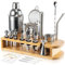 Semderm Ensemble Shaker à Cocktail Mixology Barman avec Support en Bambou | Kit de Bar à Cocktail 26 pièces avec Tous Les Outils de Bar Essentiels | Ensemble à Cocktail et kit de Bar Parfait pour Une