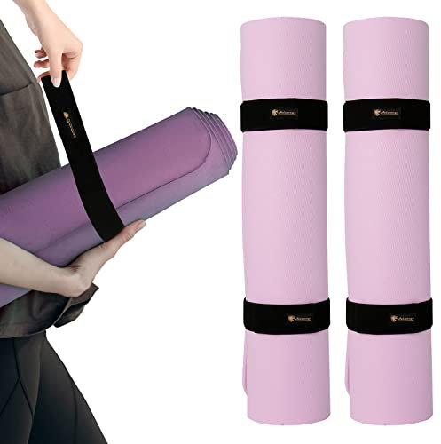Aolamegs Unisex-Erwachsene Hook and Loop Strap for Yoga Mat Storage, 4 Schwarze elastische Klettverschlüsse, 23x2 Extends Upto 35 (4er Pack)