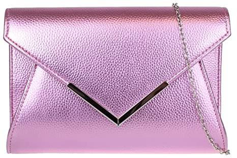 Girly Handbags Pochette da donna in ecopelle con telaio metallico